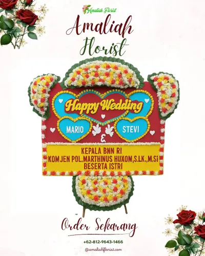 Karangan Papan Bunga Pernikahan di Sumuradem